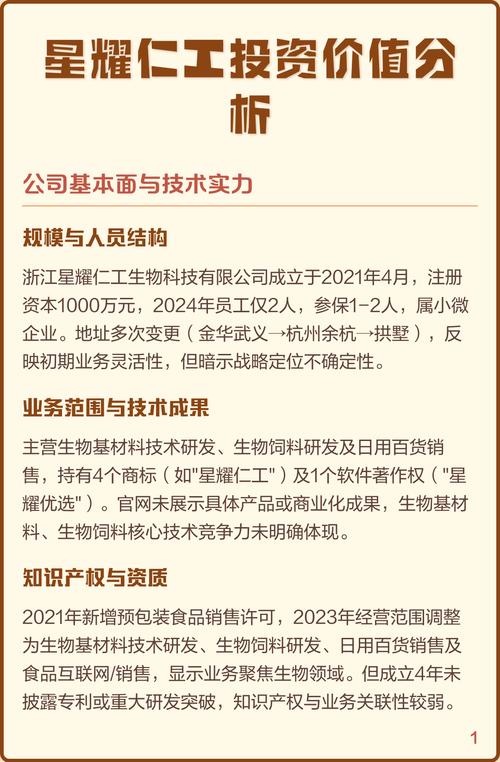 星耀仁工投资价值分析 【公司基本面与技术实力】浙江星耀仁工生物